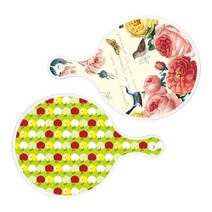 로엠디자인 서빙 원형 도마 보드 2p ParisRose 세트, ParisRose, 애플연두, 1세트