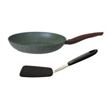 TVS 나투라 인덕션 프라이팬 + DHK 중형 실리콘 뒤집개 블랙 UC5206, 24cm, 1세트