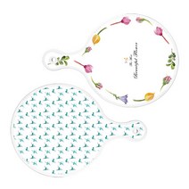 로엠디자인 서빙 원형 도마 보드 2p 로맨틱패턴플라워라인 세트, 로맨틱패턴플라워라인, 발레, 1세트