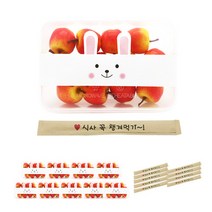 도나앤데코 PP내열 도시락용기 한칸 10p + 뚜껑 10p + 토끼 띠지 10p + 크라프트 대나무젓가락 식사 꼭 챙겨먹기 10p, 1세트, 용기하단 10p + 뚜껑 10p + 띠지 10p + 젓가락 10p