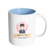 핸드팩토리 카네이션 리본 아빠 든든한 우리 아빠 감사해요 사랑해요 머그컵 330ml, 내부 파스텔 블루, 1개