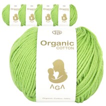 연일섬유 오가닉 코튼 아가 면 뜨개실 5p, 연두, 5개