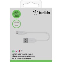 벨킨 MIXIT 마이크로 5핀 충전 싱크 케이블 F2CU012bt06IN 15cm, 화이트, 1개