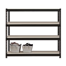폴던스랙 조립 앵글선반 1200 x 300 x 900 mm 4단, 블랙