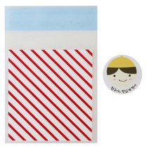 황씨네도시락 접착 스트라이프 봉투 레드 100p + 노랑모자 보이 스티커 100p, 1세트