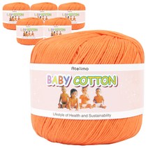 연일섬유 베이비 코튼 뜨개실 6p, 17번 주홍