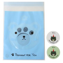 황씨네도시락 접착 애니멀 봉투 곰 100p + 친구야 생일축하해줘서 고마워 곰돌이 스티커 100p, 1세트