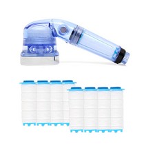 샤워플러스 SF1000 싱크대 핸디형 정수필터헤드 일반형 연수기 블루 + 녹물제거필터 8p, 1세트