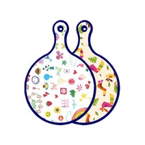 로엠디자인 블루에디션 양면 원형 서빙도마 보드 수채화아트클립, 구관조담황색, 1개