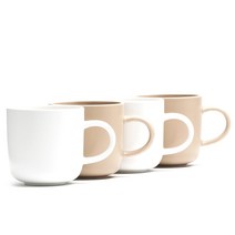 보울보울 레트로라인 머그컵 화이트 320ml x 2p + 베이지 320ml x 2p, 혼합색상, 1세트
