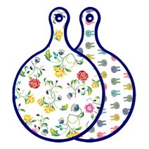 로엠디자인 블루에디션 양면 원형 서빙도마 로망슬림장미, 토끼, 1개