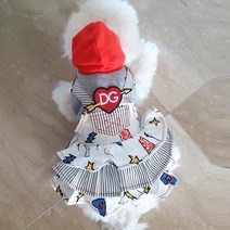 도그맘 반려동물 후드힙합 멜빵형 캉캉원피스, 혼합 색상