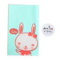 황씨네도시락 비접착 야미봉투 토끼 100p + 새해복 스티커 원형 캘리 100p, 1세트