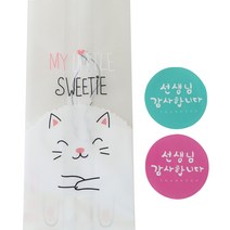 황씨네도시락 냥이M봉투 50p + 스티커 캘리 선생님 원형 감사합니다 핑크 25p + 민트 25p, 1세트