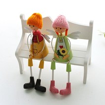 리버그린 앉아있는 털모자쓴요정 장식인형 2p 세트, 혼합 색상