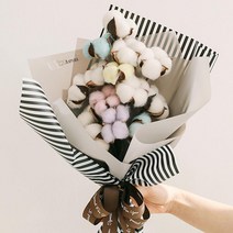 아스파시아 생화 더블 레이첼 목화 꽃다발, 혼합 색상