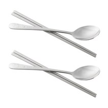 ZEN 리빙젠 젠 스텐 해피캣 수저 세트, 실버, 2세트, 숟가락2p+젓가락2p