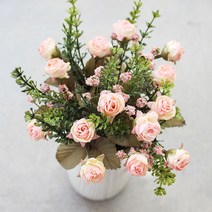 블랙앤화이트 인테리어 디자인 조화 드라이 장미부쉬 소, 베이비핑크