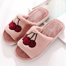 DM 알럽홈 과일자수 여성 거실화, 딥핑크