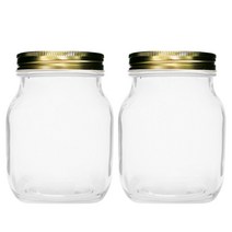 홈앤라이프 사각유리병 1000 금속골드캡, 1000ml, 2개입