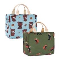 마켓감성 사각 도시락 보냉백 2p, 랜덤 발송