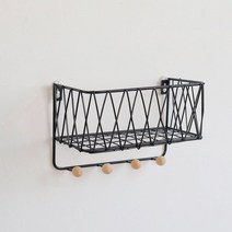 제이아울 철망형 벽걸이 수납함 블랙, 1개