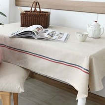 데코토닉 내츄럴라인 린넨식탁보, 혼합 색상, 2인용(120 x 120 cm)