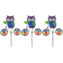 파티쇼 정원용 바람개비 자전거타는부엉이, 혼합 색상, 3개입