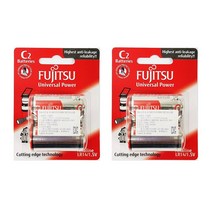 후지쯔 알카라인 C형 건전지 카드형, 2개, 2개