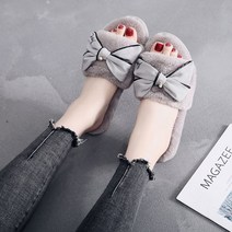 올나인 러브리본 부드러운 털 슬리퍼