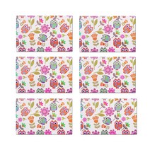 BLOOMING PP 테이블매트 6p, 꽃잎부엉이, 43 x 28 cm