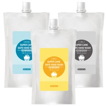 슈퍼케어 세이프 향균 핸드워시 리필 레몬향 450ml + 무향 450ml + 파우더향 450ml, 1세트, 1세트
