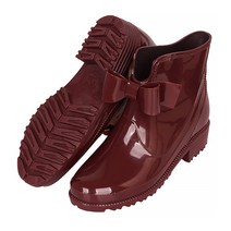 알럽홈 여성용 단색 로우 리본 레인부츠