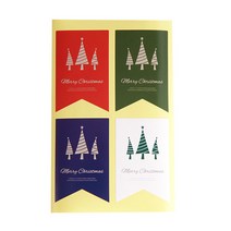크리스마스 트리 사각플래그 스티커 4종, 80개