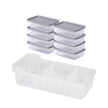 씨밀렉스 냉장고 냉동실 보관 정리 용기 그레이 중 600ml x 8p + 트레이 세트, 1세트