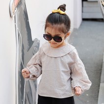 로로샤 여아용 모카체크 블라우스