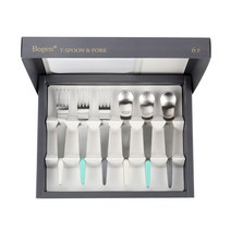 보겐 슈가 샤틴 티스푼 티포크 선물세트 모던, 1세트, 스푼 3p + 포크 3p