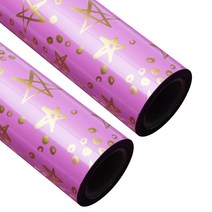 포포팬시 금별 비닐 증착 롤 포장지 대 53cm x 20m, 핑크, 2개