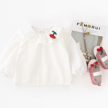 엠케이 여아용 앵두 신생아 프릴 블라우스