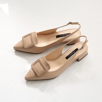 단골언니 여성용 스퀘어 버클 슬링백 구두 버키 3.5cm