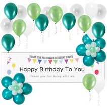 리빙다 생일 현수막 꽃풍선 헬륨 효과 세트, 에메랄드, 1세트