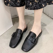 홀리버니 여성용 스퀘어팁 앤 스트랩 레더 블로퍼 CM1307