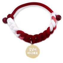 펫츠룩 데일리 고양이 목걸이 + 원형 팬던트 길냥이 아니에요, 목걸이(크림 + 레드), 팬던트(골드)