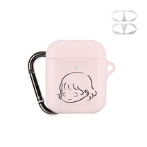구스페리 큐티 디자인 에어팟 키링 케이스 + 철가루 방지 스티커, 소녀