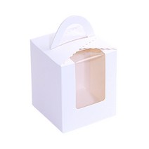 손잡이 창 포장 상자 소 9.2 × 9.2 × 11 cm, 화이트, 25개