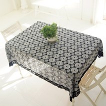 바이데코 리븐 레이스 사각 테이블커버, 블랙, 120 x 160cm