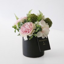 블루밍앤미 퐁퐁볼 플라워 그린장식 센터피스, 그린(퐁퐁볼), 연핑크 수국(플라워), 1개