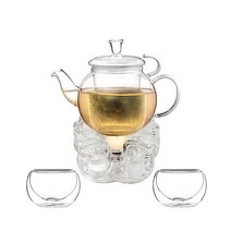 벨르디자인 앨리스 유리 티세트, 티포트 400ml + 티워머 S + 이중잔 30ml x 2p