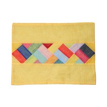 하율공방 고급 모시 전통 조각보 테이블 매트, 노랑색, 40 x 30.5 cm