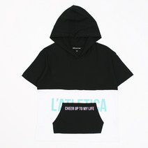 애플핑크 아동용 컬러 배색 포켓 후드 반팔 티셔츠 P330